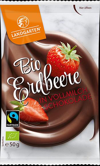 Nasch Früchte Erdbeer Vollmilch, 50 g, BIO, Fairtrade zertifiziert