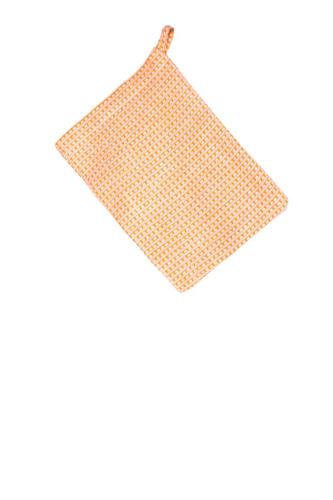 Waschhandschuh  - weiß / orange,100% Bio-Baumwolle handgewebt,Indien