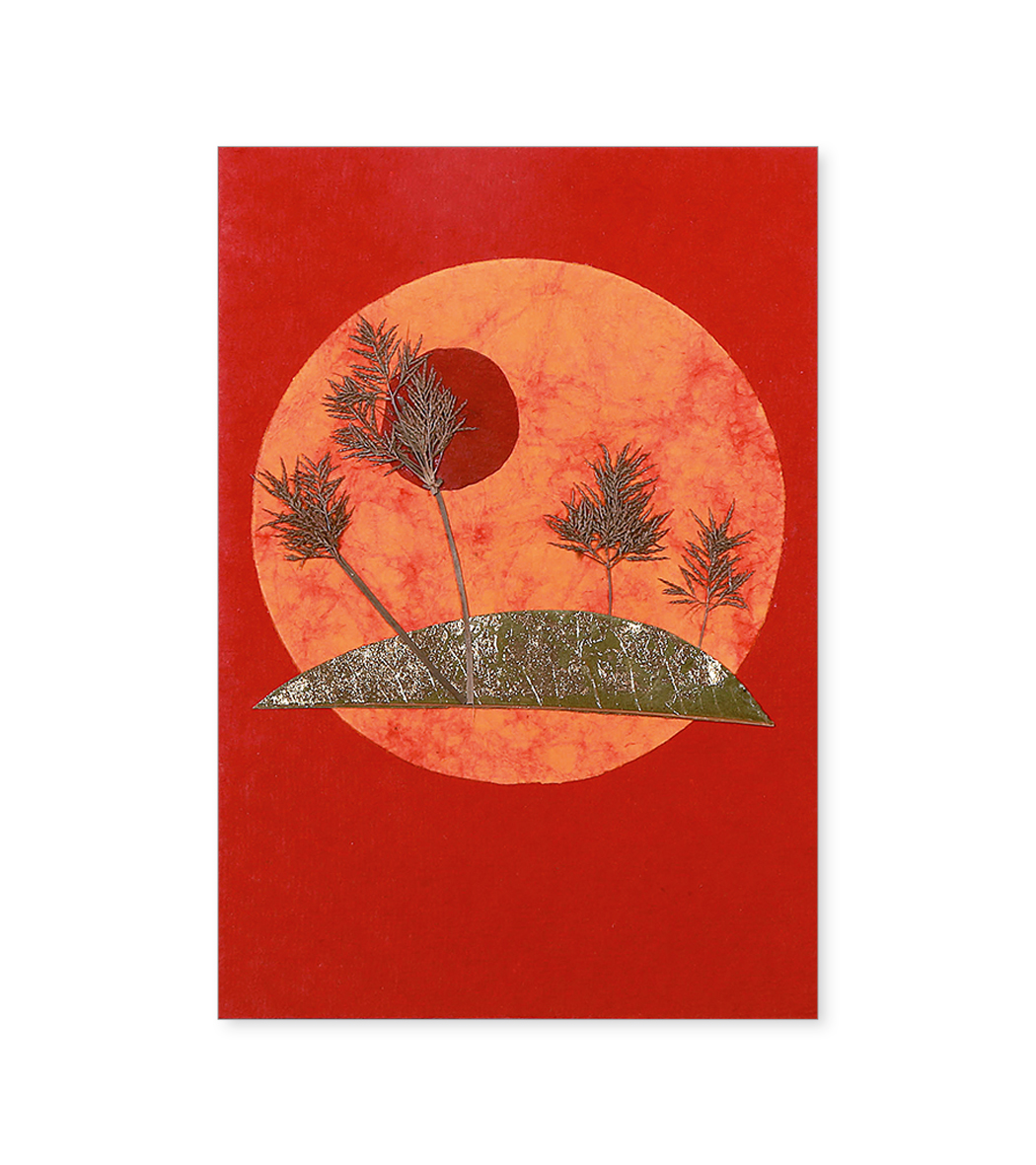 Grußkarte mit Umschlag Landschaft Rot
