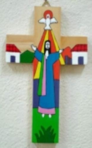 Holzkreuz bemalt, Auferstehung,  10x15cm, El Salvador