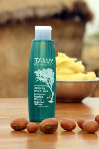 TAMA Shea Körperöl mit Sheabutter Argan und Baobaböl, 200g, Ghana