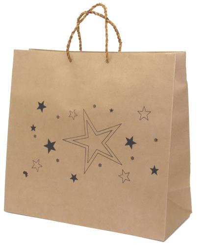 Geschenktüte "Sterne" aus recyceltem Papier H 24 cm B 23 cm T 10,5 cm, Kenia
