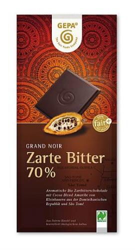 Zarte Bitter 70 % Schokolade, 100 g, BIO, Naturland zertifiziert