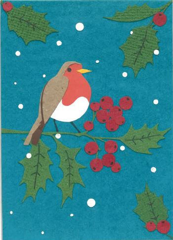 Weihnachtskarte "Robin and Berries"